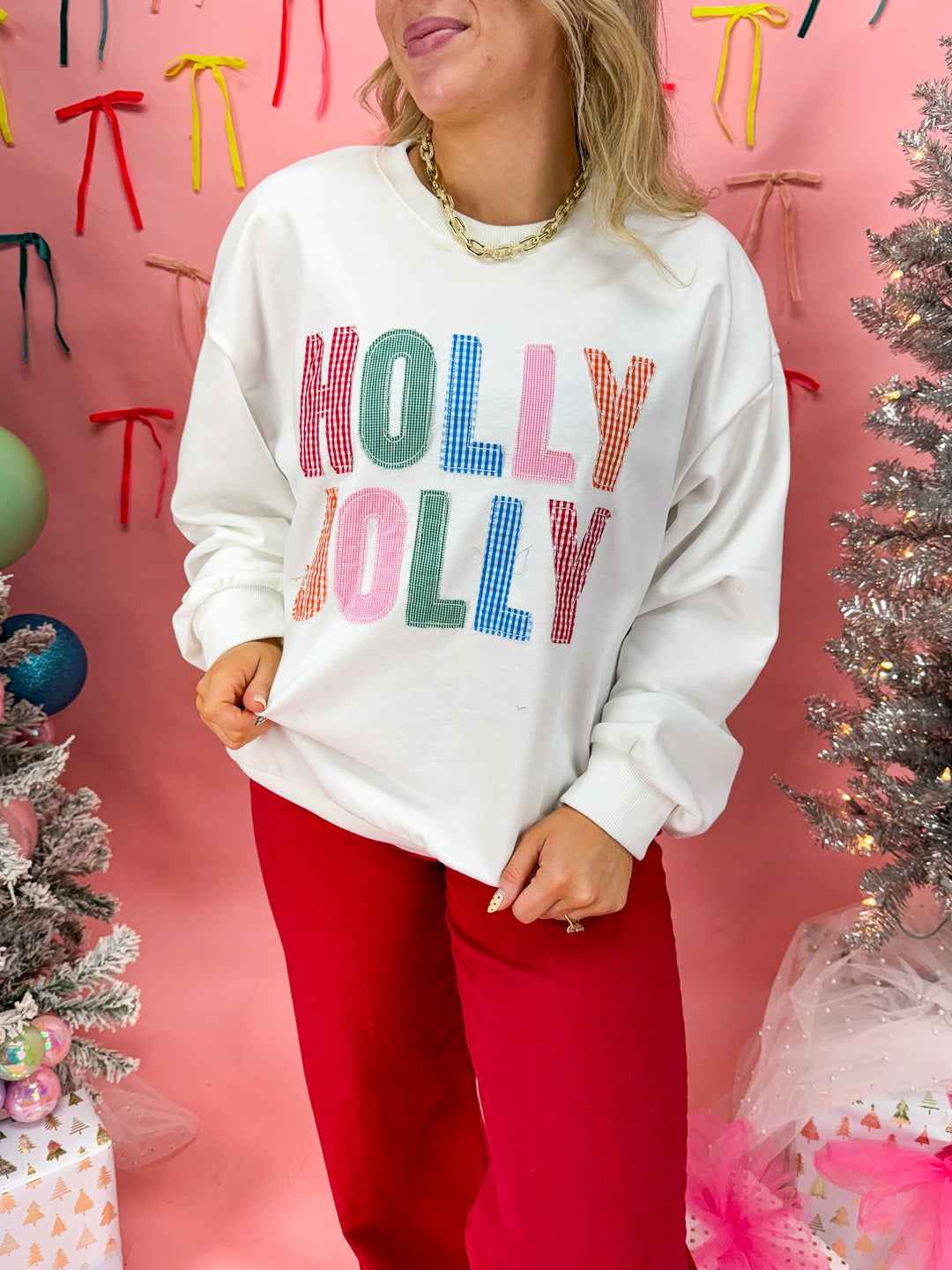 Holly Jolly Patchwork Sweatshirt