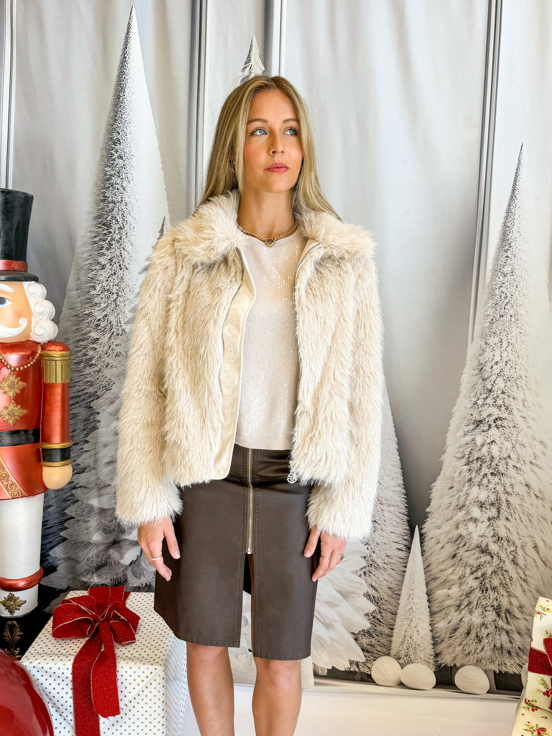 Annabelle Fuzzy Bomber Jacket