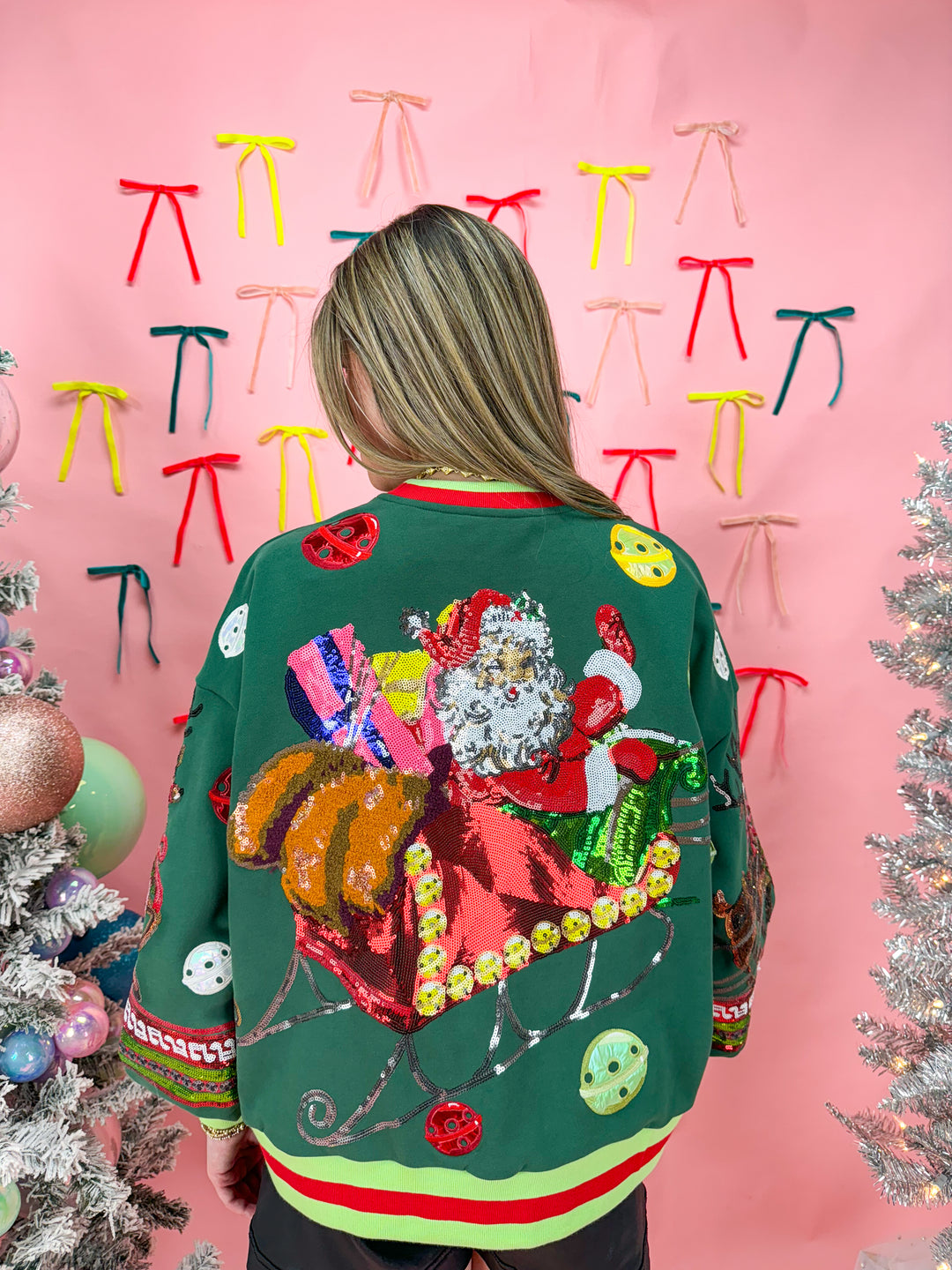 Queen of Sparkles Vintage Jingle Bell Santa Sweatshirt