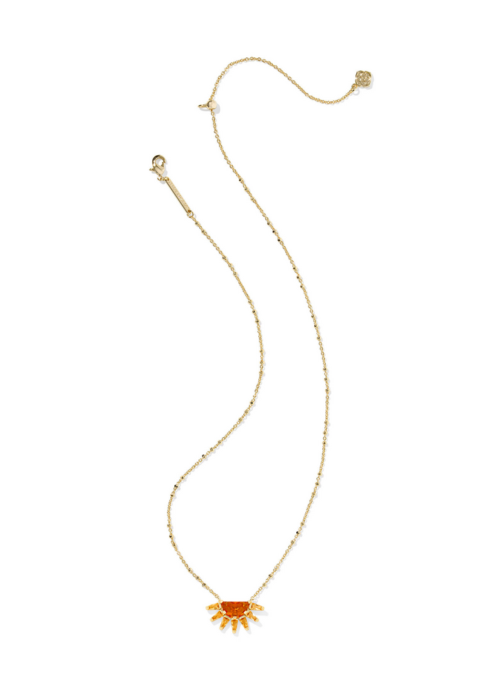Kendra Scott Samantha Sun Short Pendant Necklace - Gold/Orange Glass