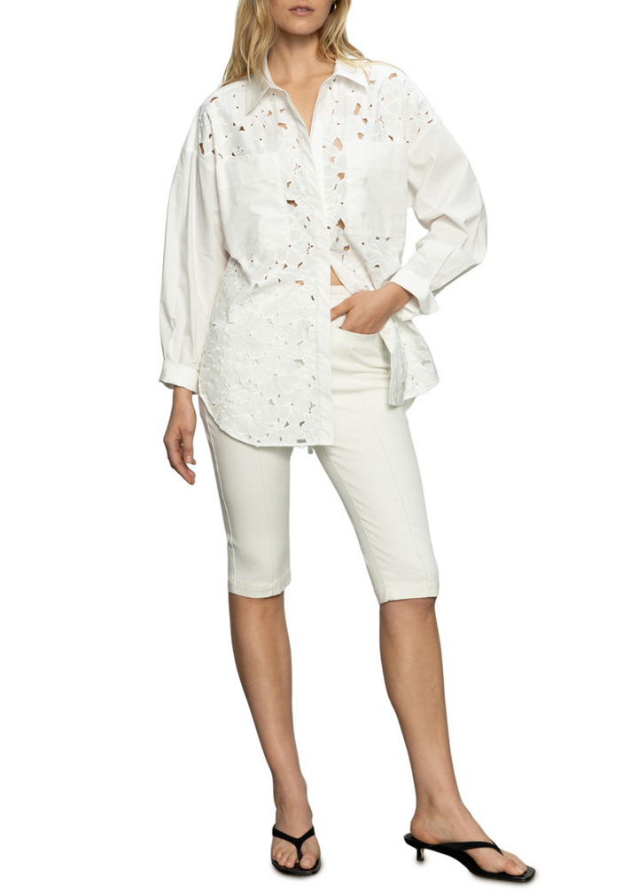 Sanctuary Clothing Lace Boyfriend Tie Back Shirt