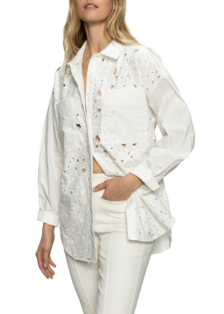 Sanctuary Clothing Lace Boyfriend Tie Back Shirt