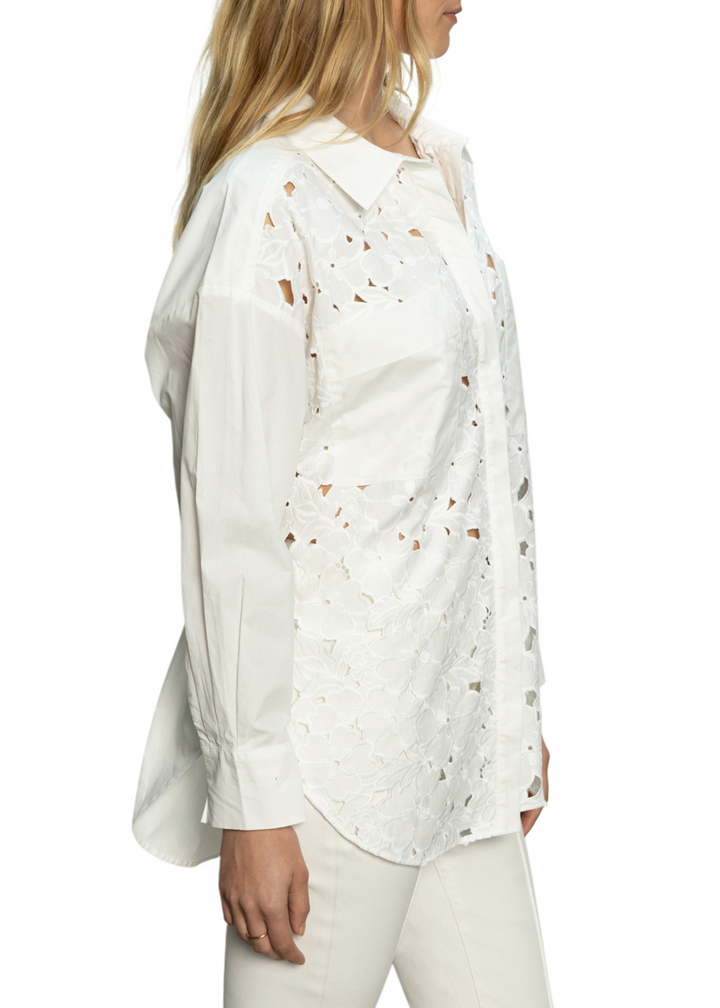 Sanctuary Clothing Lace Boyfriend Tie Back Shirt