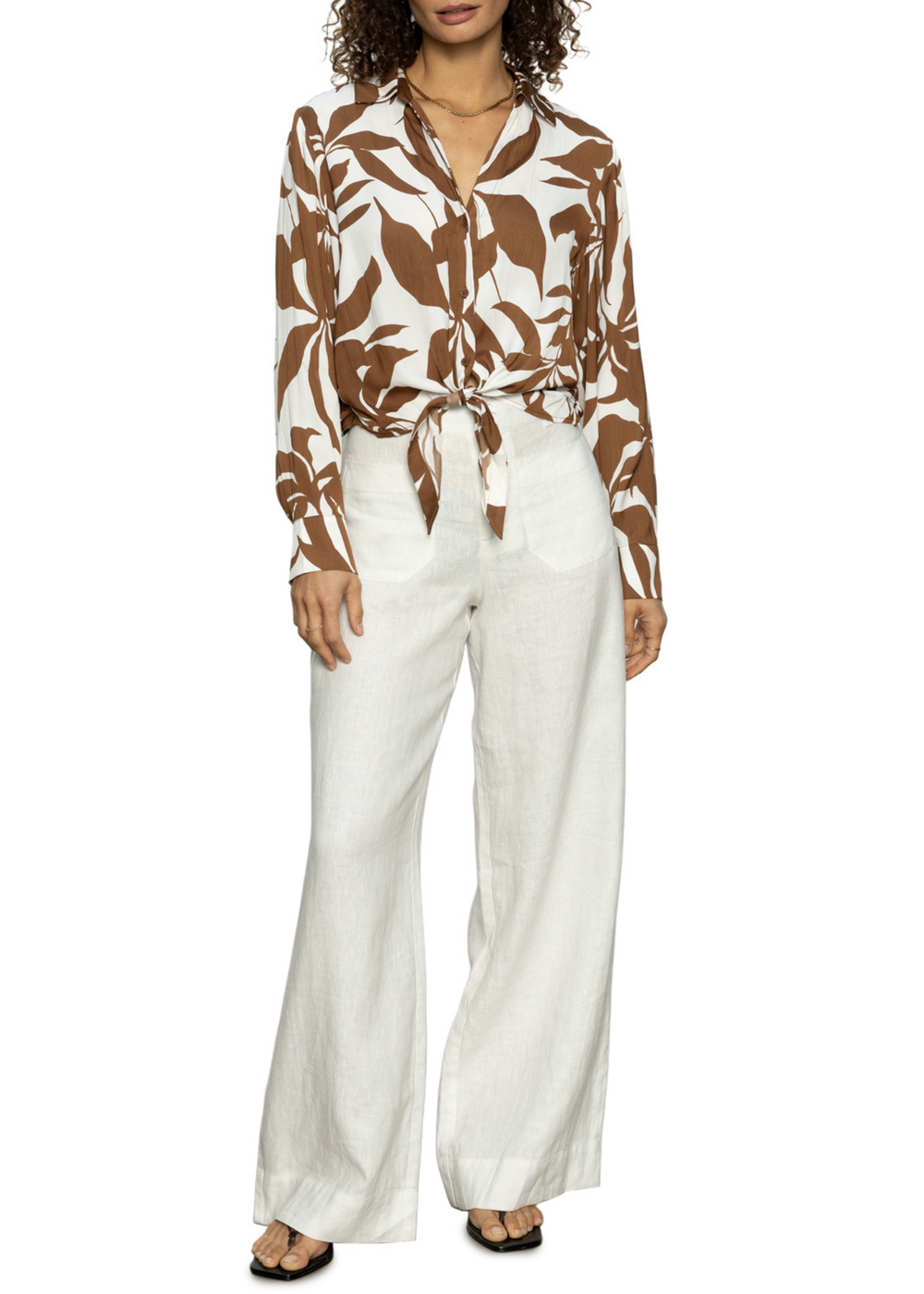 Sanctuary Clothing Lover Tie Shirt in Vintage Foliage