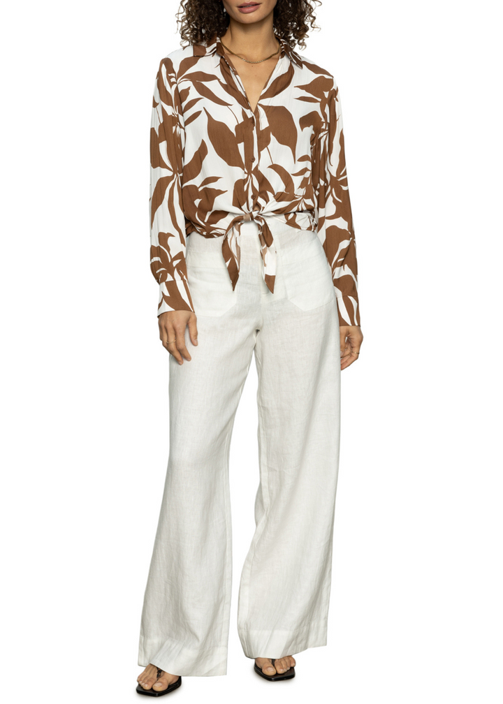 Sanctuary Clothing Lover Tie Shirt in Vintage Foliage