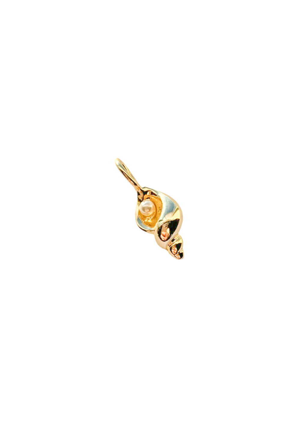 gold shell charm with pearl