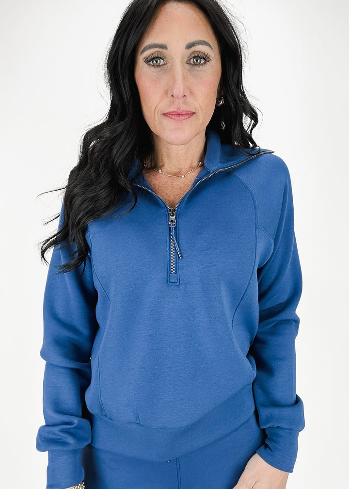 Spanx AirEssentials Half Zip - Faded Indigo