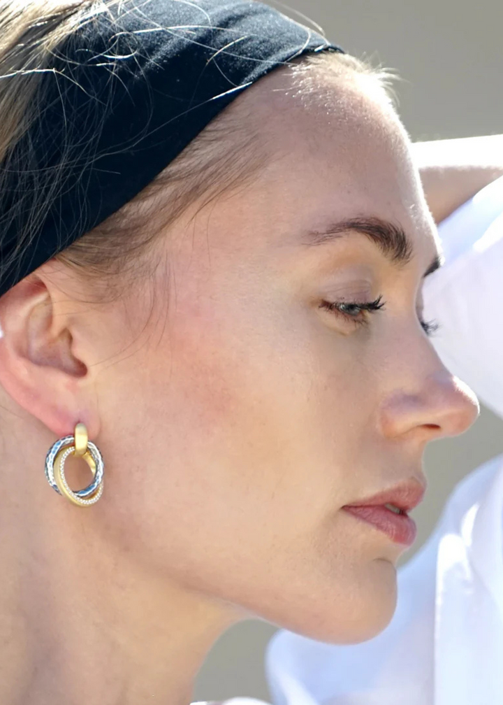 Tat2 Designs Mixed Metal Trinity Earrings