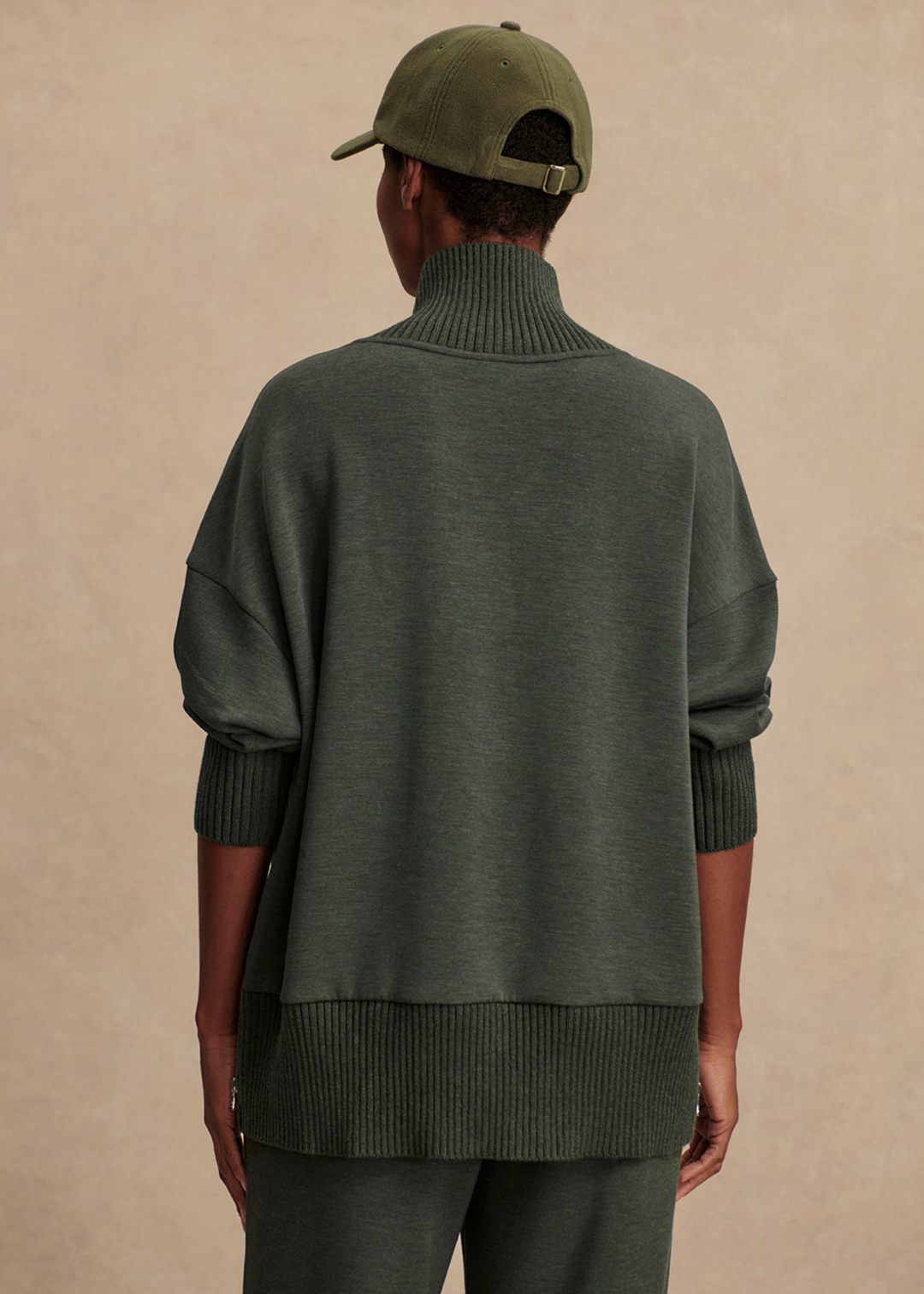 Varley Barker High Neck Sweat - Olive Marl