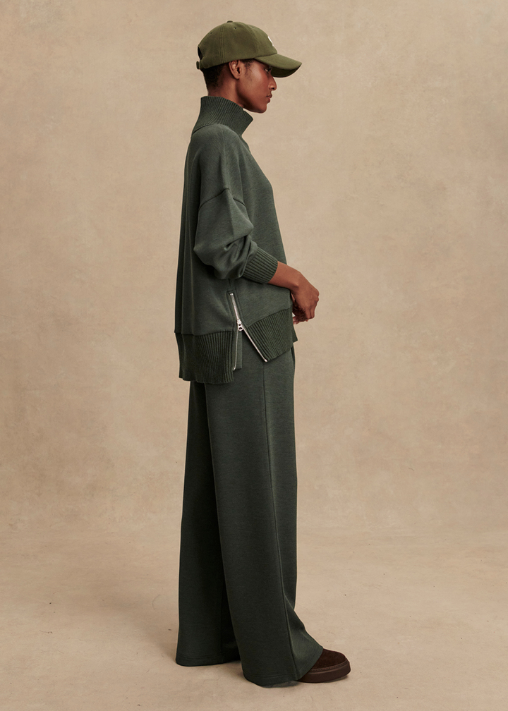 Varley Barker High Neck Sweat - Olive Marl