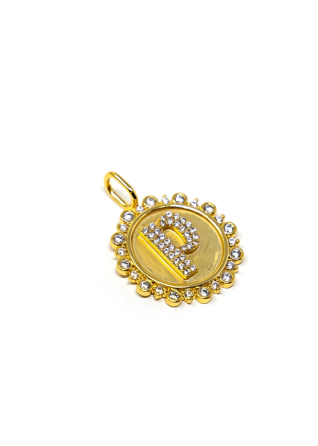 The Sis Kiss Vintage Coin Initial Charm in Gold