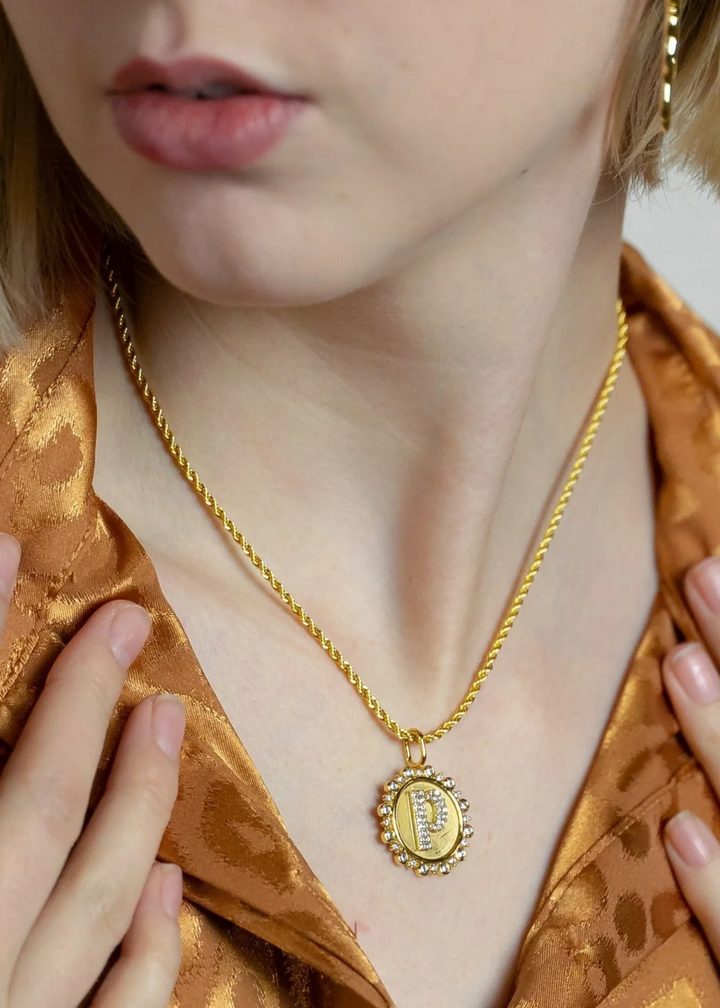 Vintage Coin Initial Charm - Gold