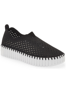 Tulip Perforated Slip-On Platform in Black