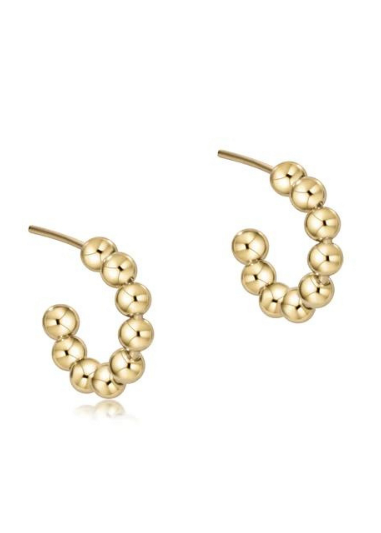 Beaded Classic 1" Post Hoop Earrings-4mm Gold