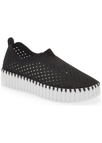 Ilse Jacobsen Tulip Perforated Slip-On Platform in Black