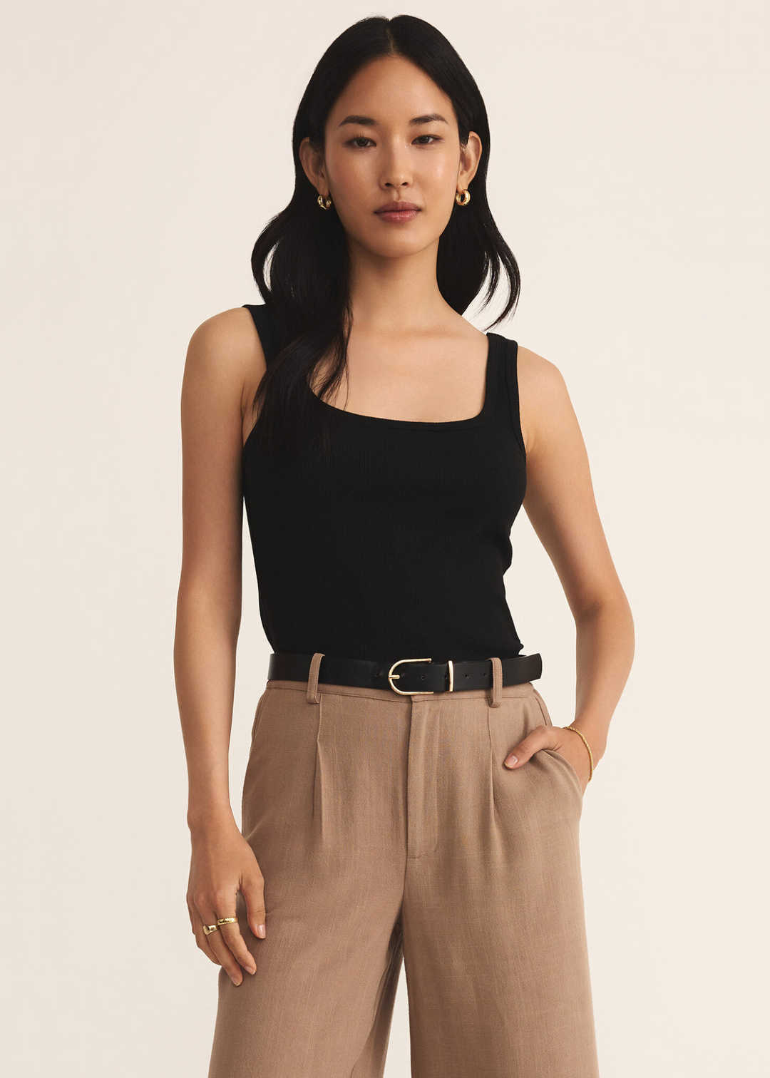 Z Supply black square neck tank top