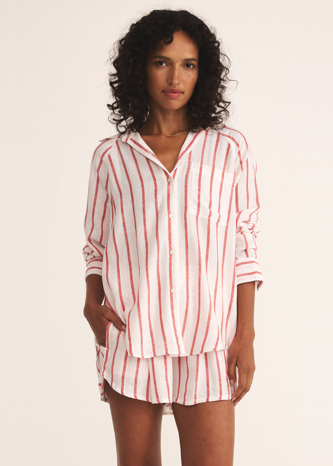 Z Supply The Perfect Line Top in Cabana Red