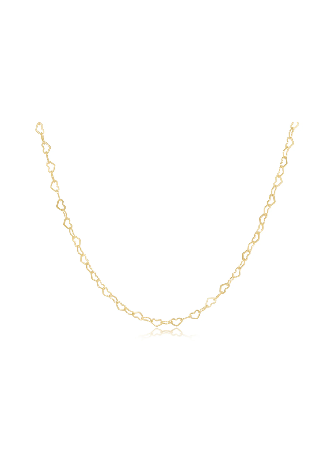 Gold heart shaped chain choker necklace on a white background