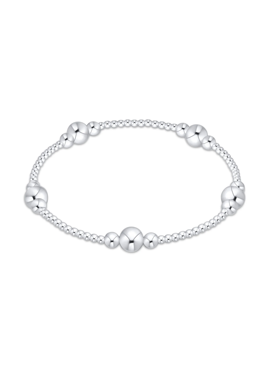Silver beaded bracelet on a white background