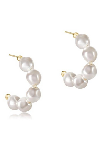 pearl beaded hoops with gold ends