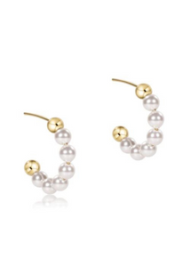 Beaded Classic 1" Post Hoop Earrings - 4mm Pearl