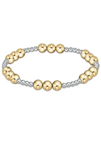 Classic Joy Pattern 6mm Bead Bracelet - Mixed Metal