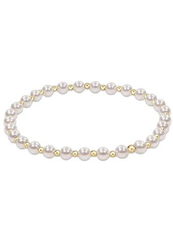 Classic Grateful Pattern 4mm Bead Bracelet - Pearl (enewton extends)