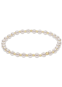 Classic Grateful Pattern 4mm Bead Bracelet - Pearl