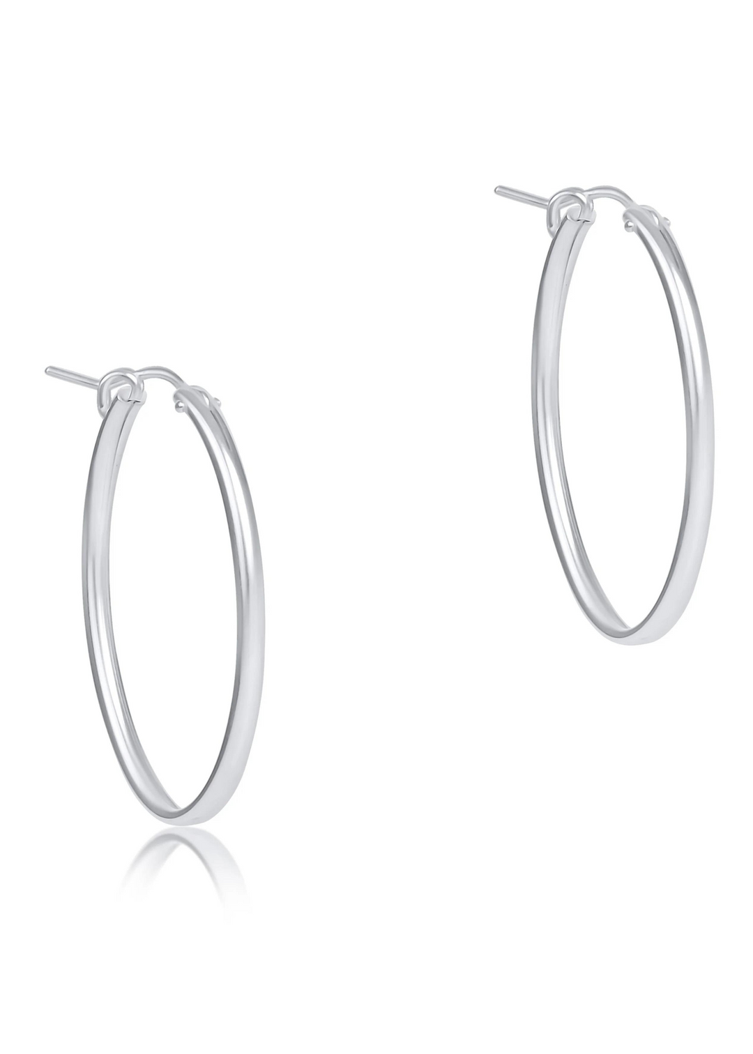Oval Sterling 1" Hoop Earrings - Smooth
