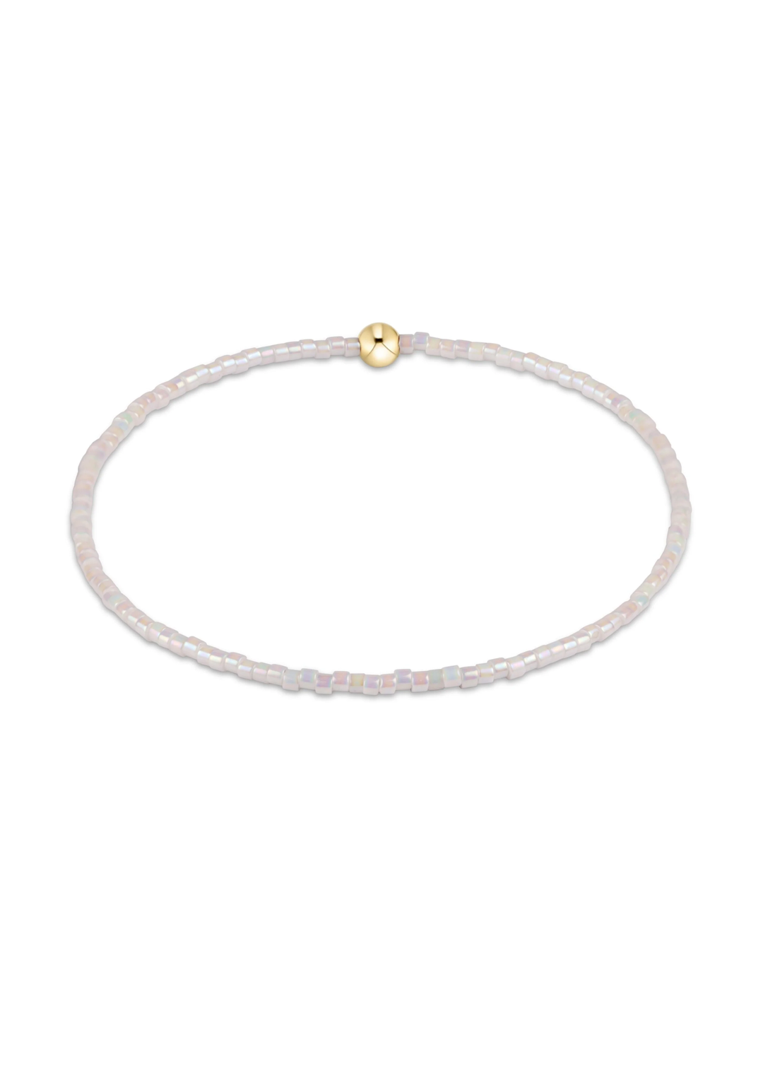 White beaded bracelet on a white background