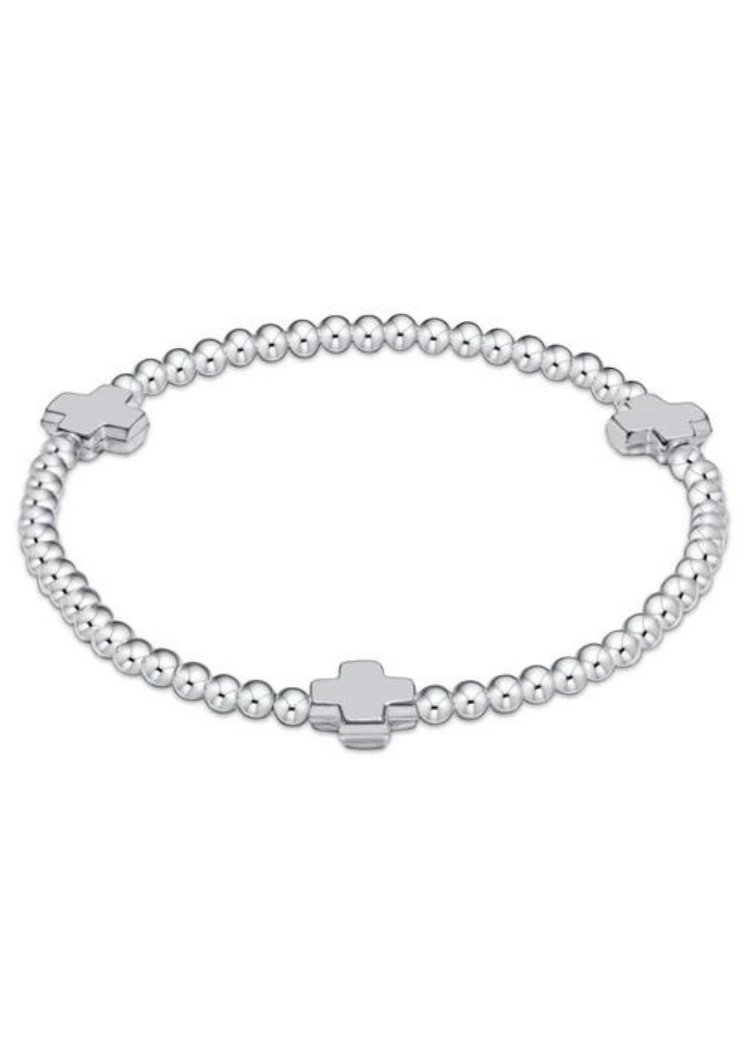 Signature Cross Sterling Pattern 3mm Bead Bracelet - Sterling