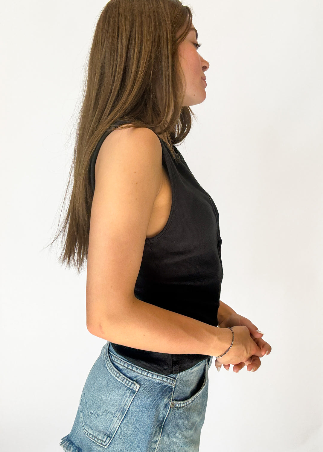 Free People Jamie Henley Tank - Pitch Black