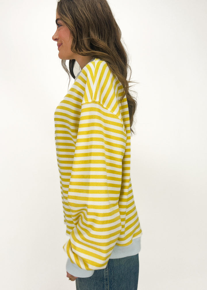 Free People Classic Striped Crew - Dandelion Combo