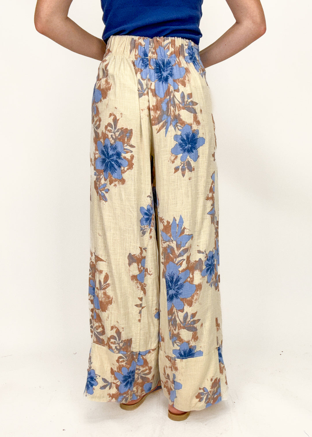 Free People Days End Printed Linen Pull-On Pants