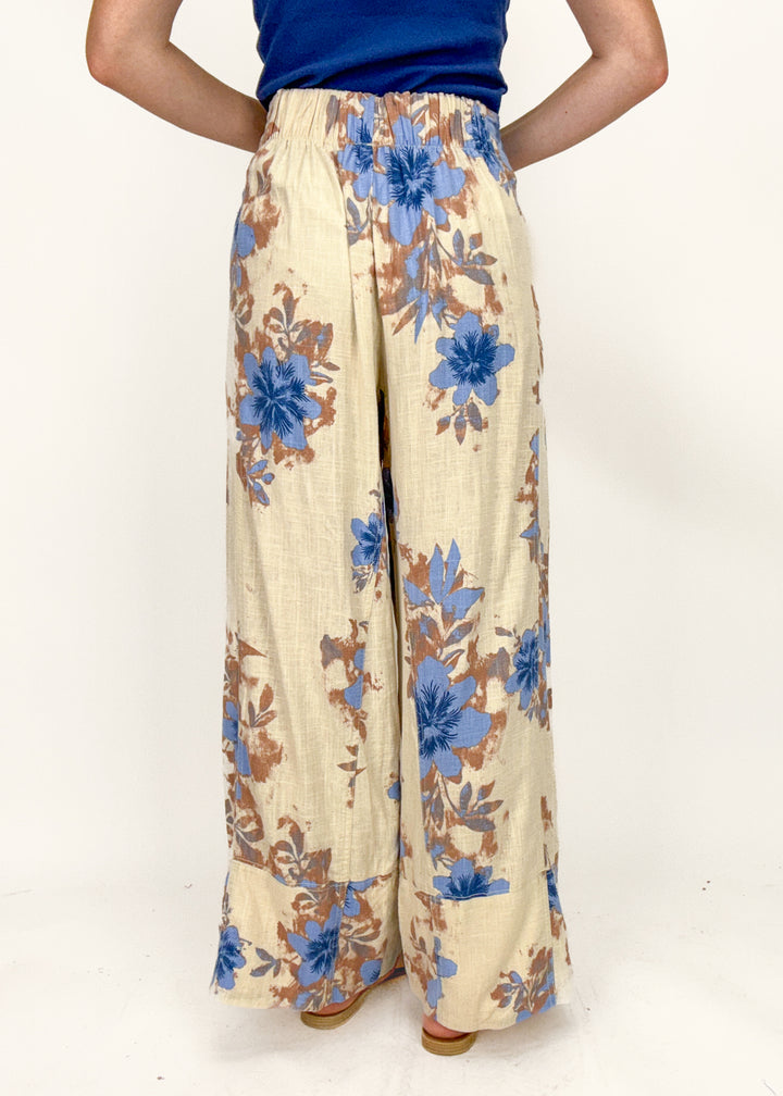 Free People Days End Printed Linen Pull-On Pants