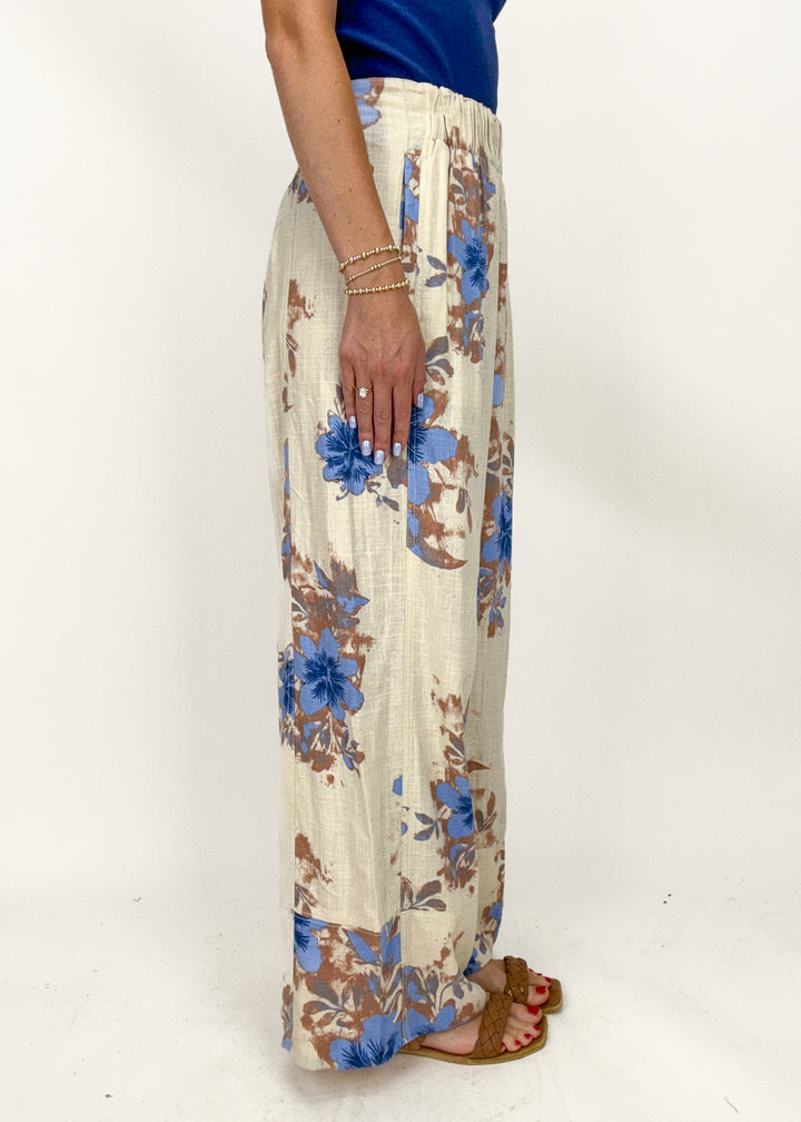 Free People Days End Printed Linen Pull-On Pants