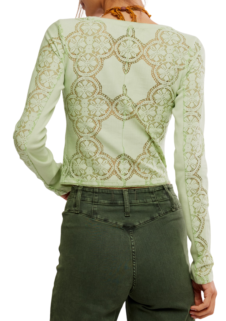 Free People Jae Knit Long Sleeve Top - Fresh Green