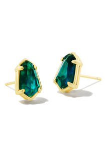 Kendra Scott Alexandria Abstract Gold and Teal Stud Earrings