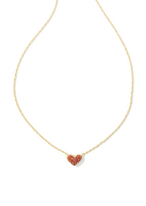 Ari Pave Crystal Heart Necklace - Gold/Red Crystal