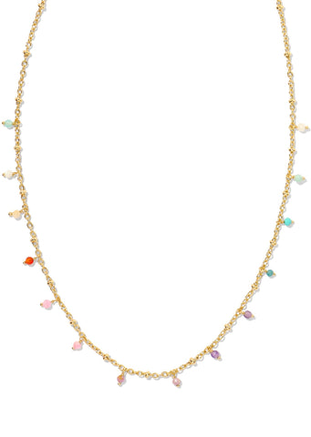 Camry Beaded Strand Necklace - Gold/Pastel Mix