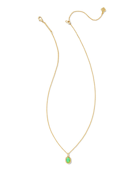 *BOUTIQUE EXCLUSIVE*  Scott Daphne Framed Short Pendant Necklace - Gold/Bright Green Kyocera Opal