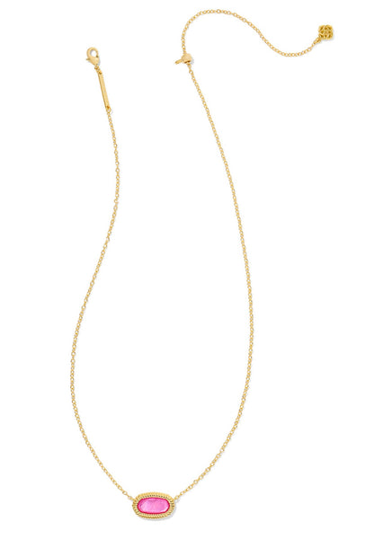 Elisa Ridge Frame Short Pendant Necklace - Gold/Azalea Illusion