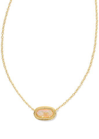 Elisa Ridge Frame Short Pendant Necklace - Gold/Golden Abalone