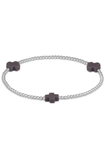 Signature Cross Sterling Pattern 3mm Bead Bracelet - Charcoal
