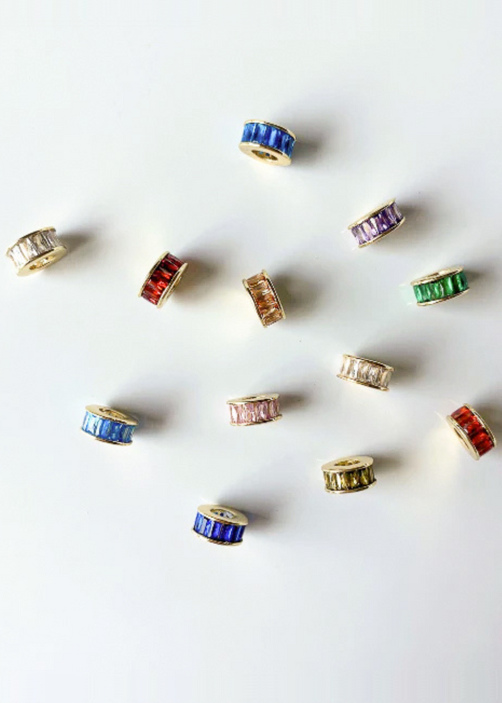 baguette cut birthstone bracelet charm available for all months