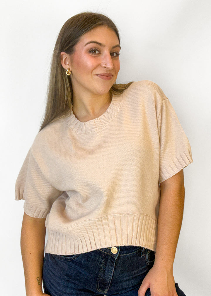 Allison Asymmetrical Hem Sweater - Beige