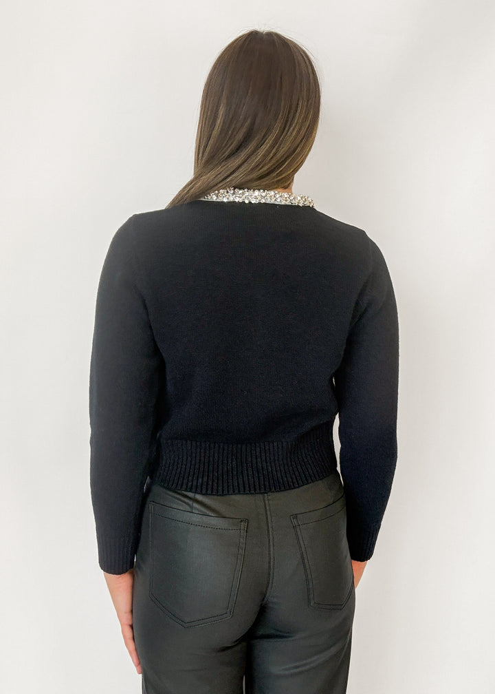 Molly Rhinestone Cardigan - Black