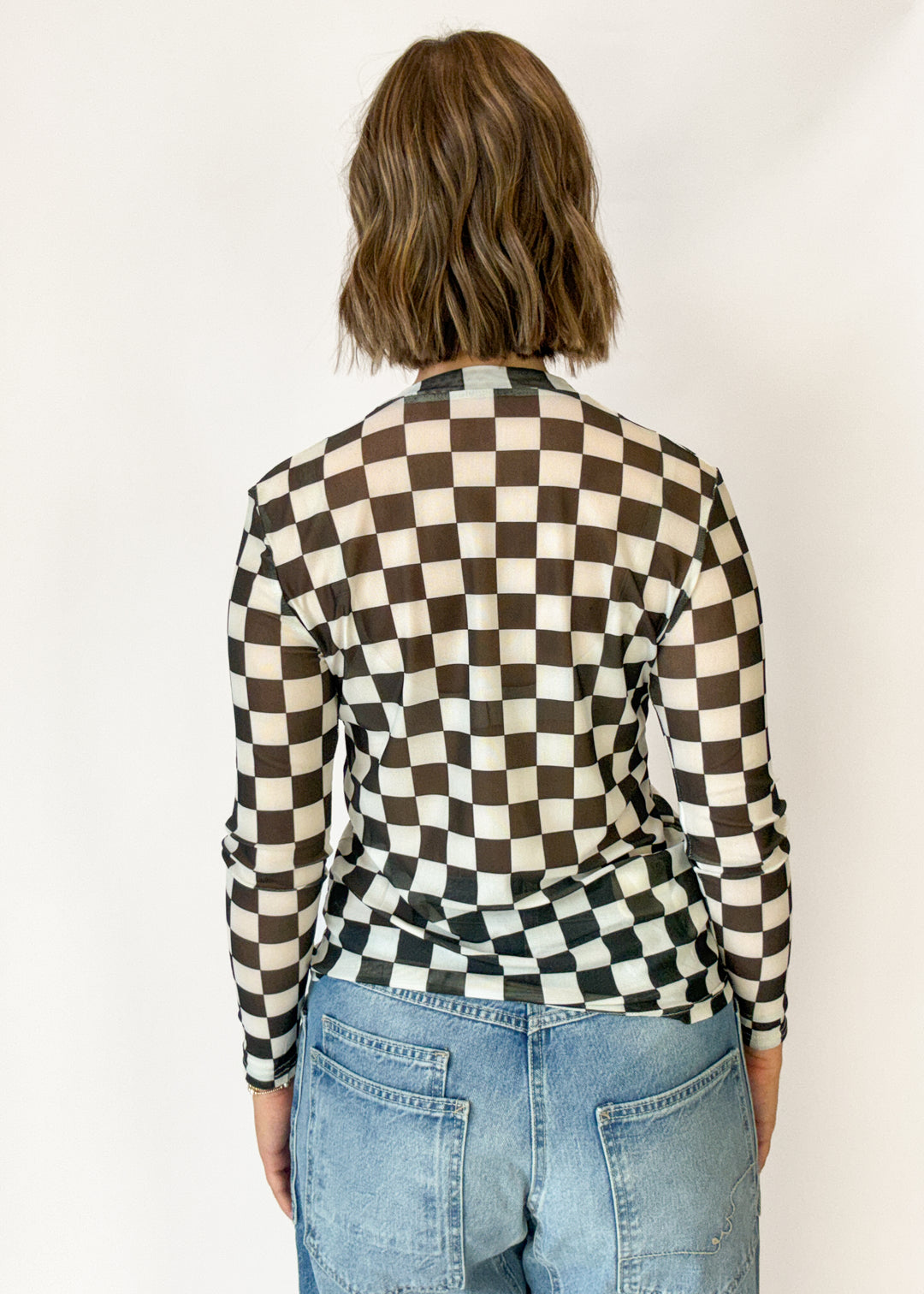 Avery Checkered Layering Top - Black