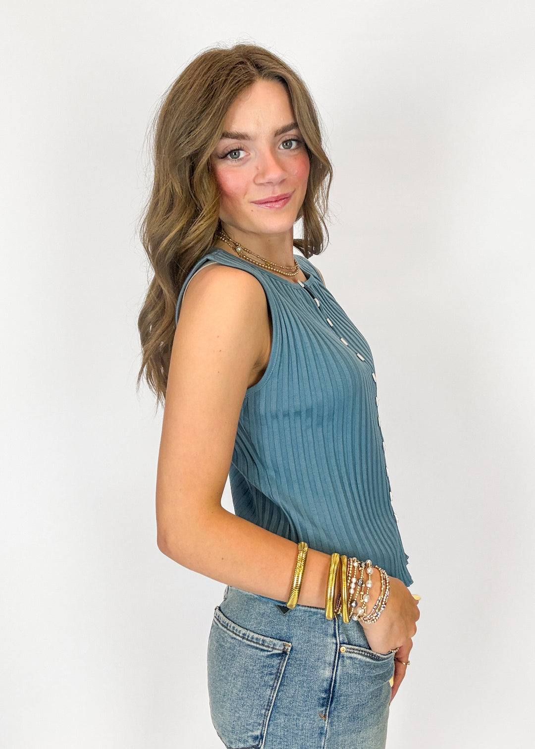 Free People Tilly Vest - Ocean Mist