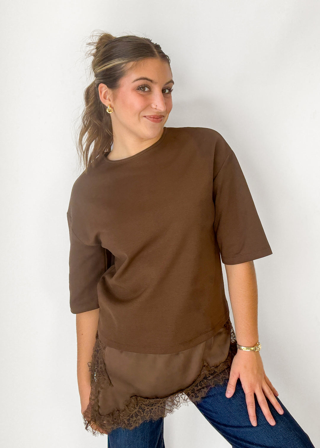 Diana Lace Top - Brown